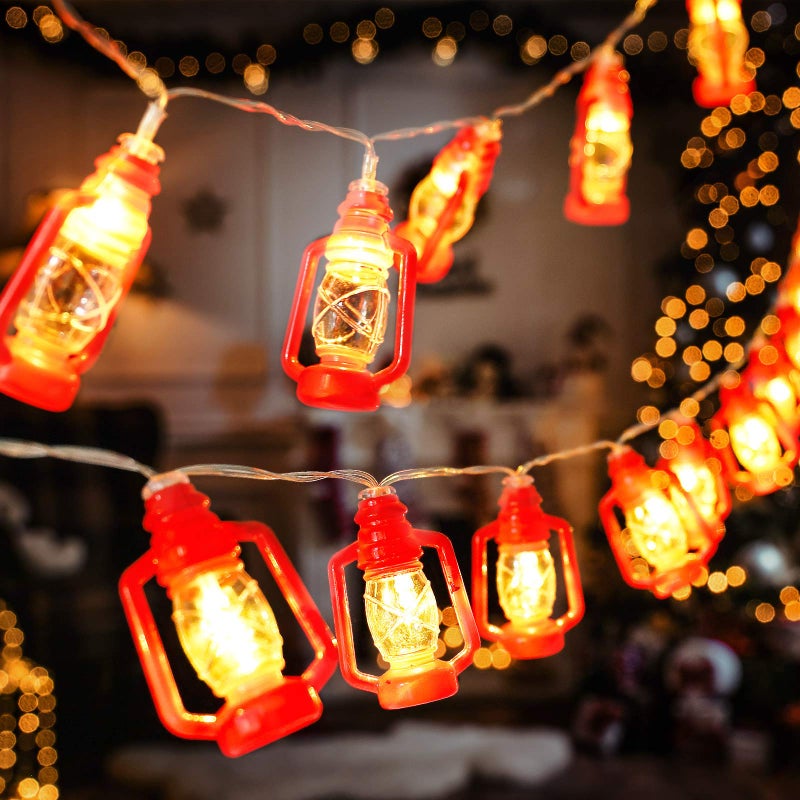 AceList 20 LED Red Lantern String Lights Mini Kerosene Lamp for Indoor Outdoor Patio Garden Holiday Home Ramadan Wedding Party Christmas Tree New Year Decorations(Warm White Light) - Image 1